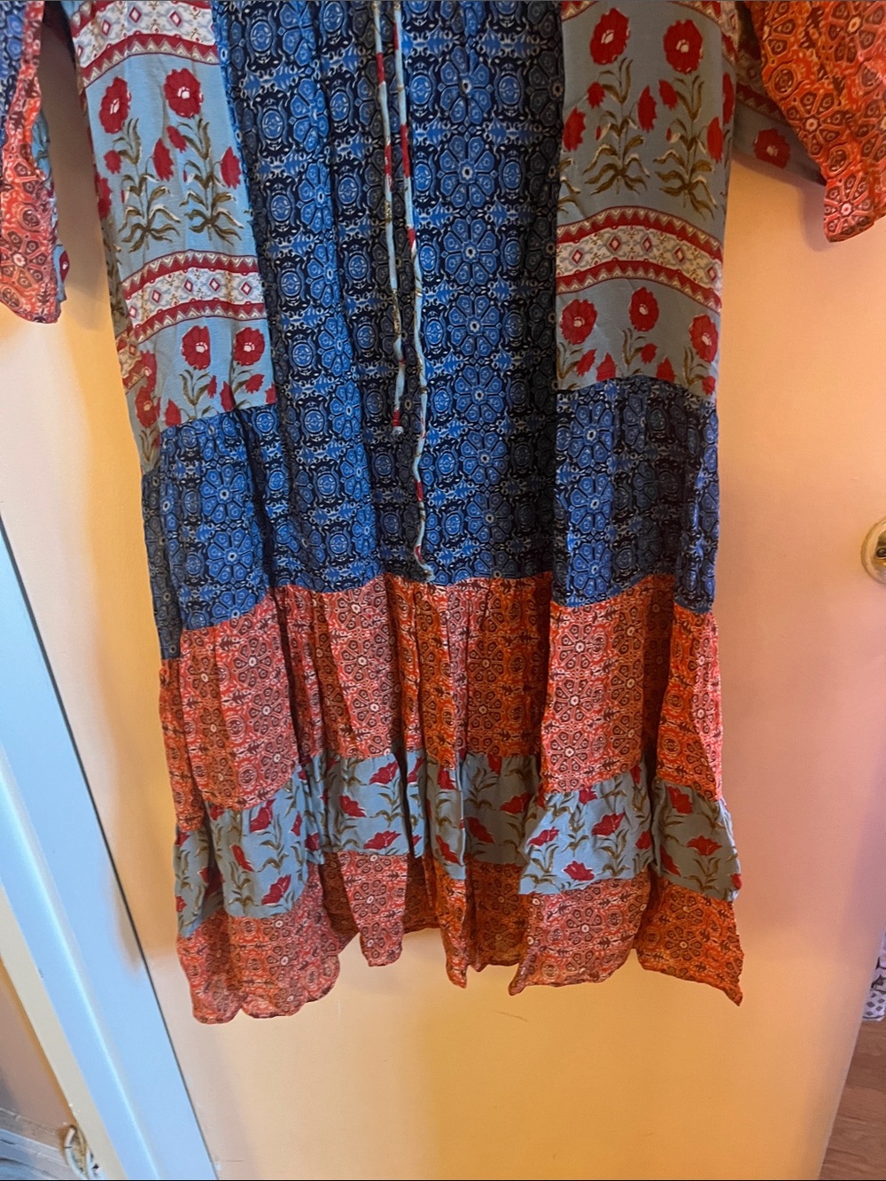 Zara Multicolor Patchwork V-Neck Maxi Dress - Picture 4 of 5